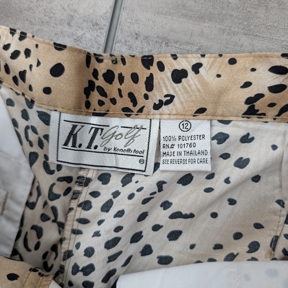 K.T. Golf by Keneth Tool Womens Cheetah Print Pull On Capri Pants Lightweight 12 - Picture 2 of 7